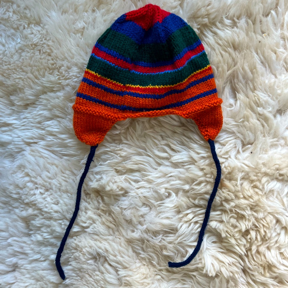 Hand Knit Hat. Child Size 2-3T